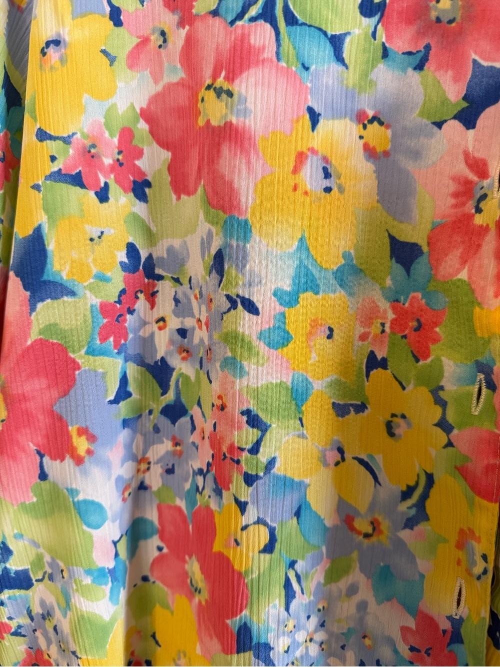 Allison Daley Women’s Floral Button-Down Shirt - Yellow, Pink, Blue,‎ Green - Picture 2 of 4